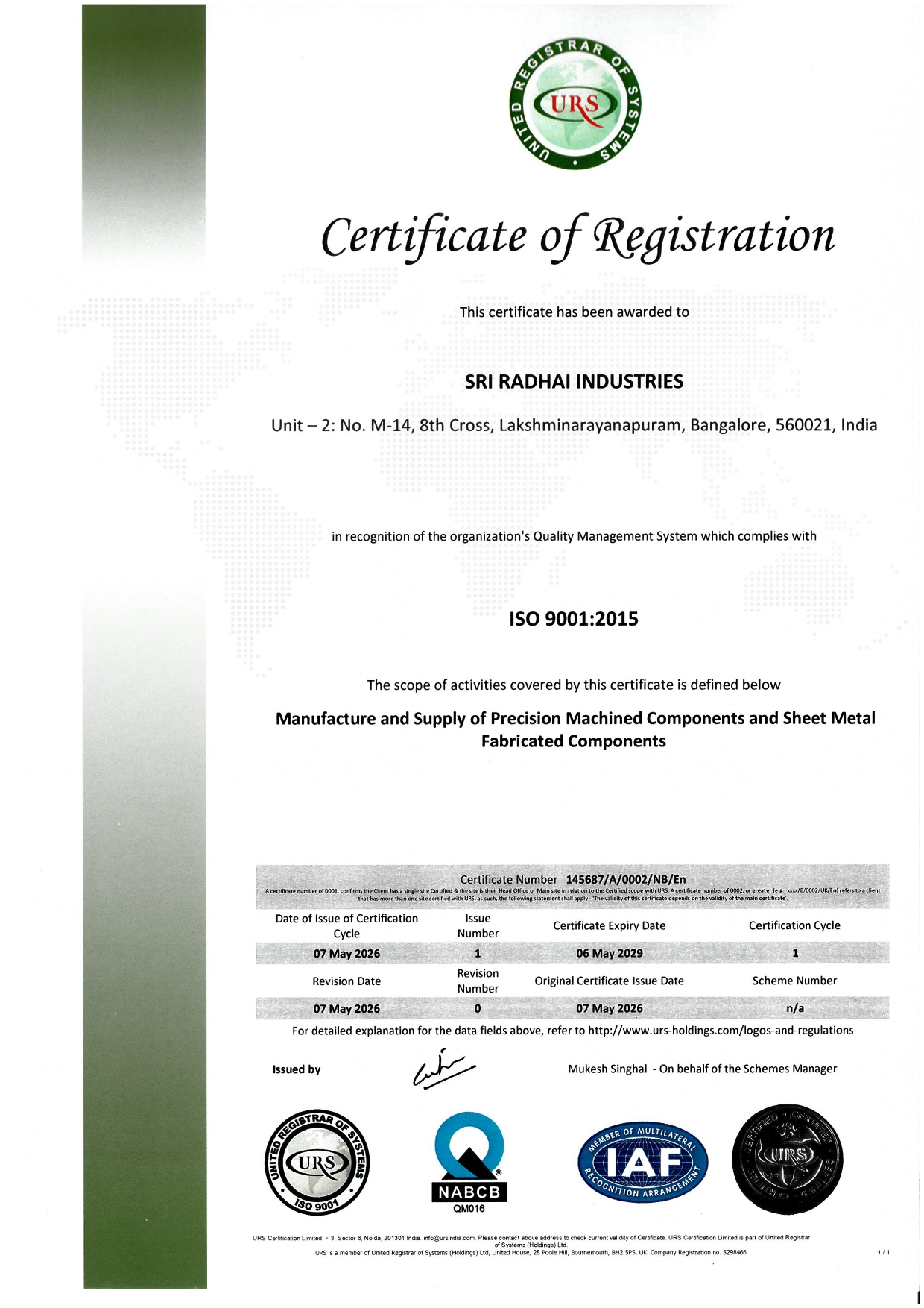 ISO 9001:2015 Certificate Page 2